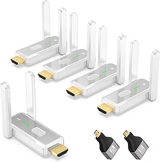 Wireless HDMI Transmitter and 4 Receivers, 500 FT/150M, 2.4G+5G Plug & Play, 1080P HD Audio and Video Transmission, Suitab Price In India