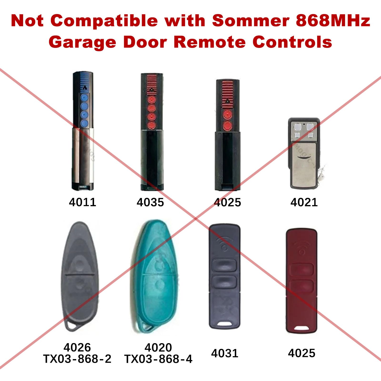 2 Pezzi Sostituzione per Telecomando Sommer, Telecomando Cancello 434,42 MHz 4 Canali, compatibile con 4013 TX02-434-4-XP, 4014 TX03-434-2, 4022 TX03-434-2