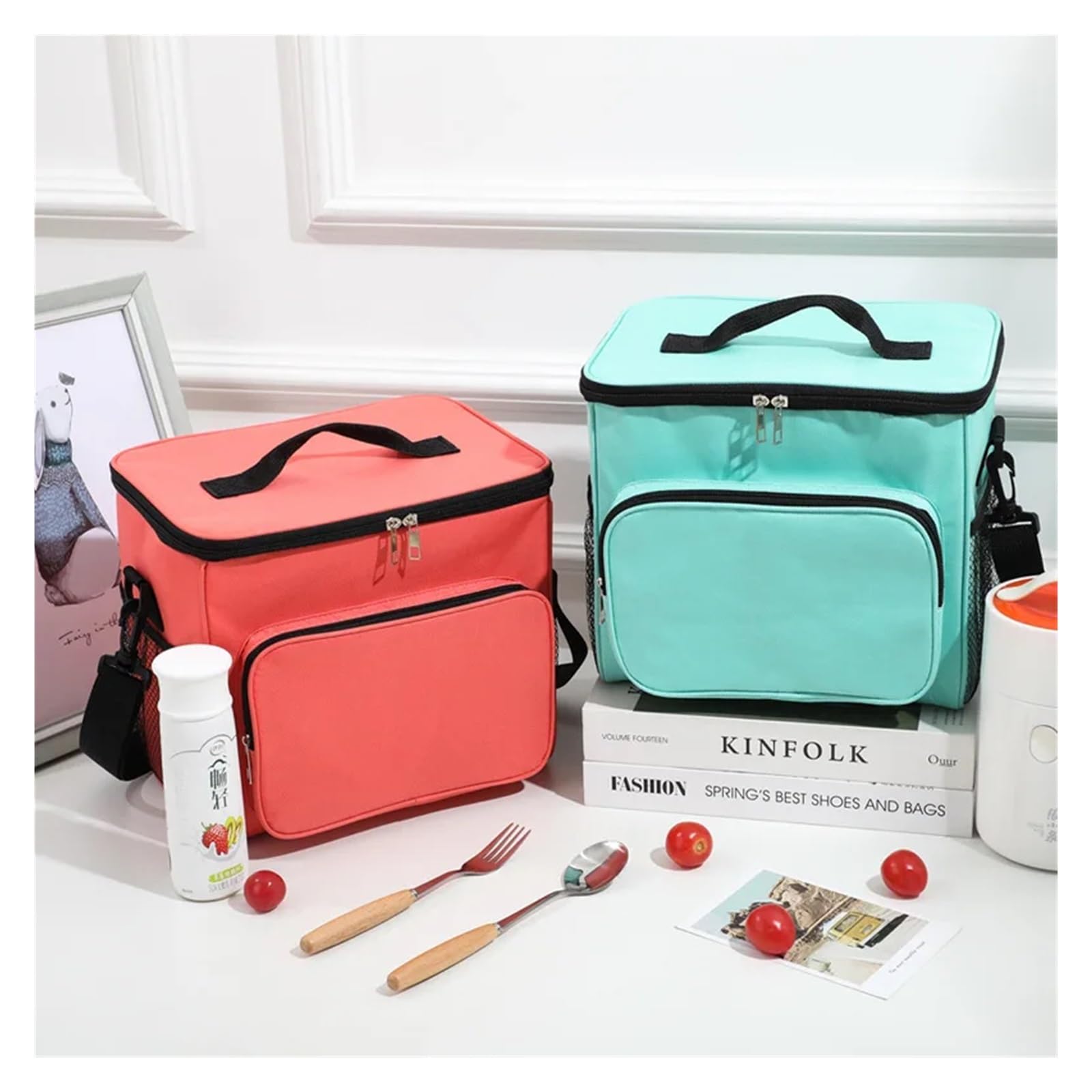 SERDAS Borsa bento in tessuto Oxford ispessito, grande capacità, portatile, borsa termica per picnic all'aperto, borsa per il pranzo per studenti (blu cielo)