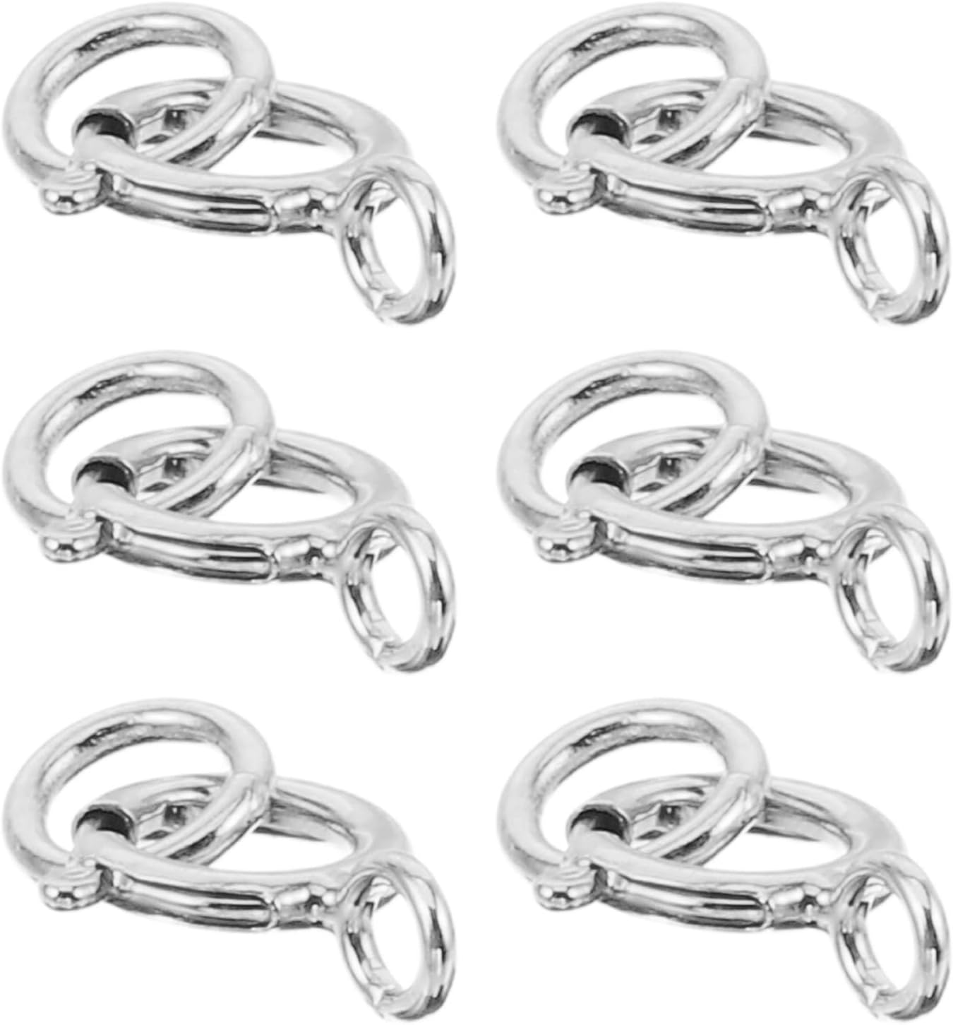 6pcs Tiny Necklace Clasp Connector Silver Spring Ring for Jewelry