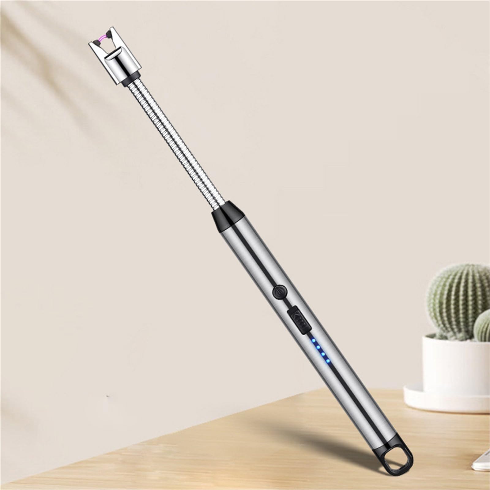 Encendedor eléctrico sin llama contra el viento: barbacoa sin cerillas con cuello flexible y LED