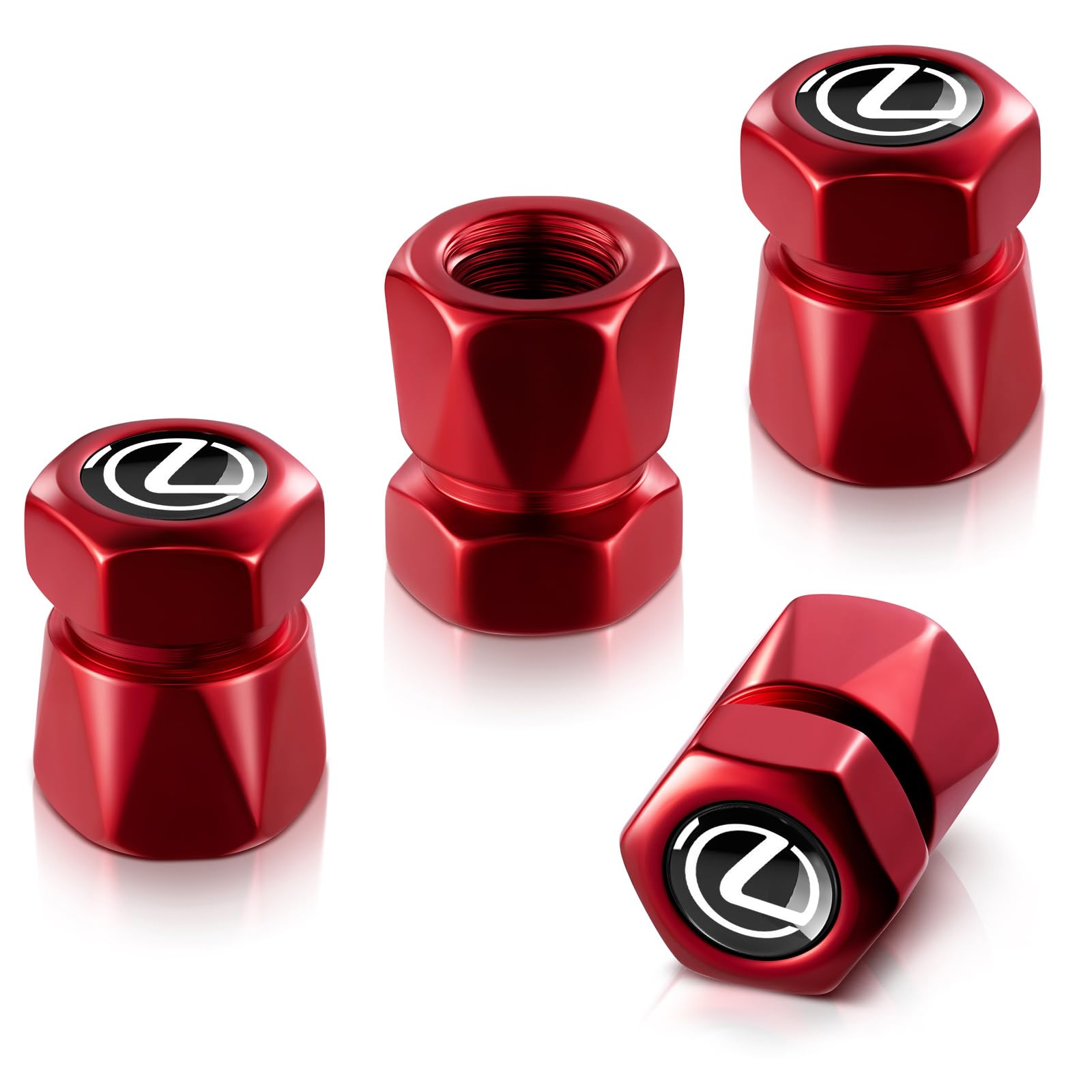 Tire Valve Stem Caps for Toyota, Corolla, RAV4, Highlander Metal Car Wheel Air caps Auto Valve Stem Caps Accessories 4 Pack Red — view 10