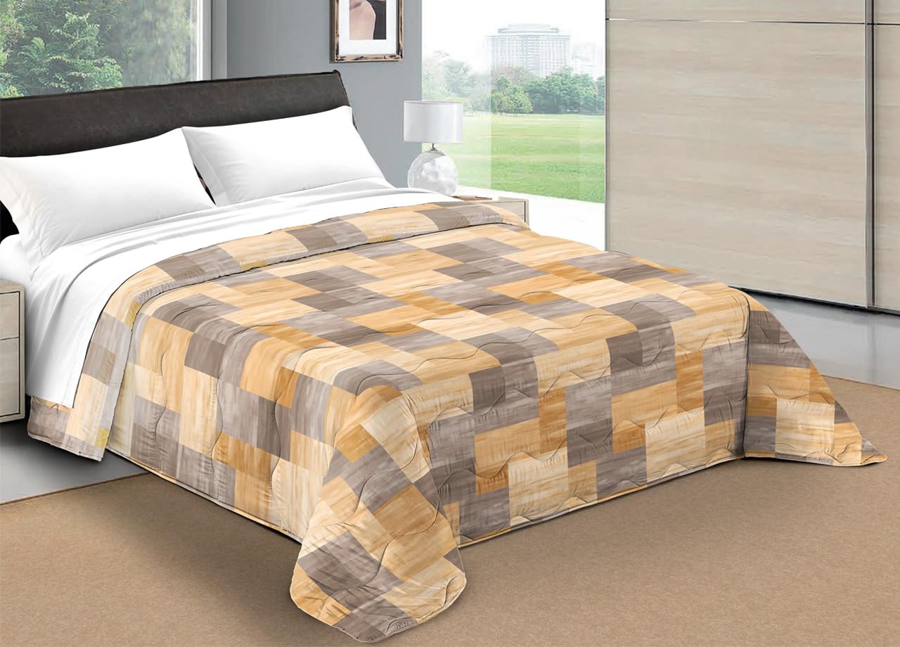 BIANCHERIAWEB Winter-Steppdecke 300 G – Mikrofaser, Cremefarben Mit Roselline-Muster, 260x260 Cm