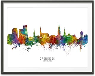 Groningen The Netherlands Skyline art print poster, unframed -6683
