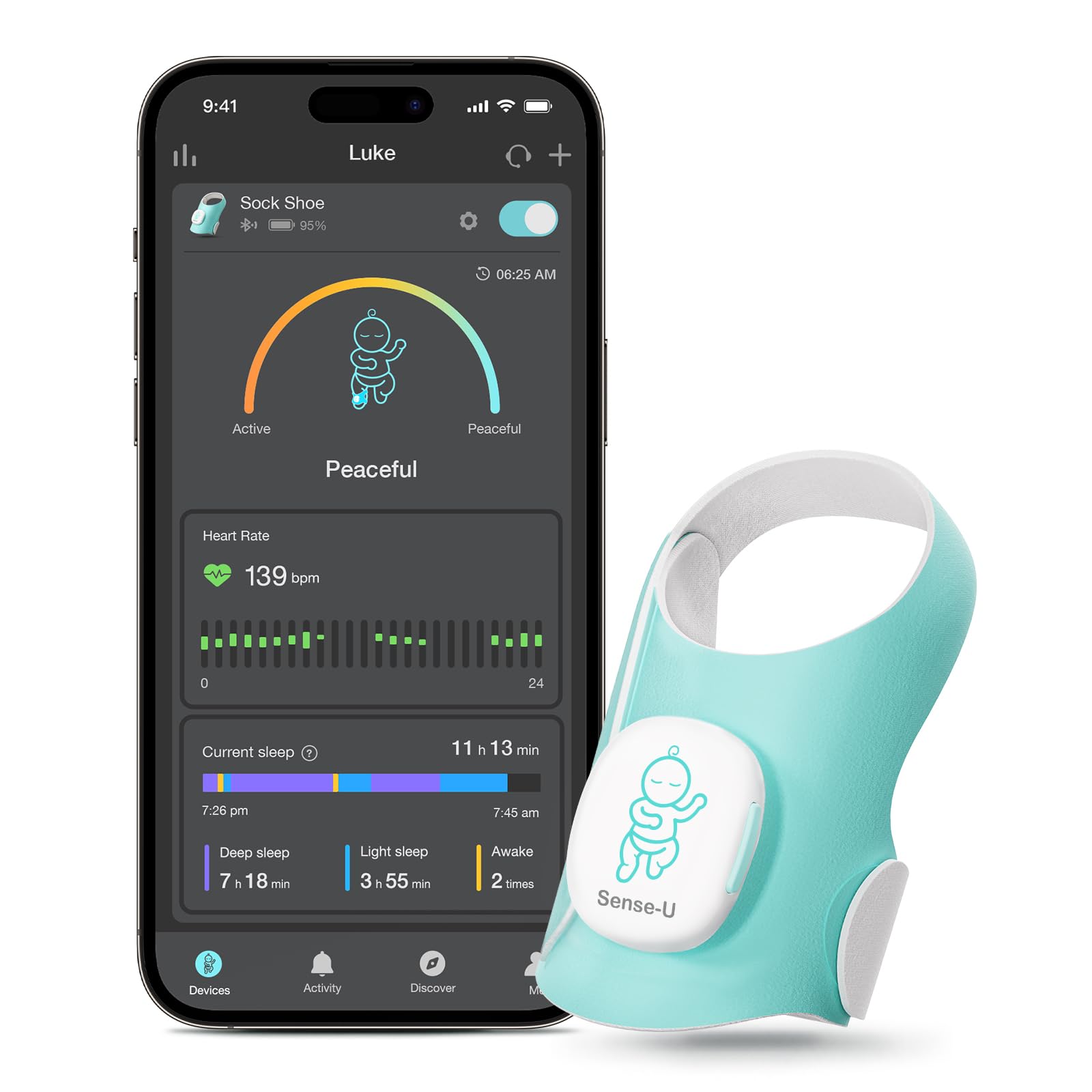 Smart Sock Shoe Baby Monitor - Track Baby’s Heart Rate, Movement and Sleep, Infant Foot Monitor for Peace of Mind