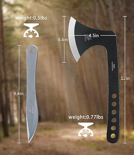 Miniatura 2 de Juego de hacha de lanzamiento, juego de lanzamiento de acero inoxidable, con funda de nailon y hacha de lanzamiento de espiga completa para