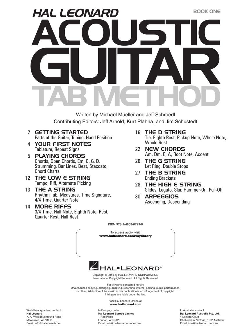 Hal Leonard Acoustic Guitar Tab Method - Book 1: Book with Online Audio