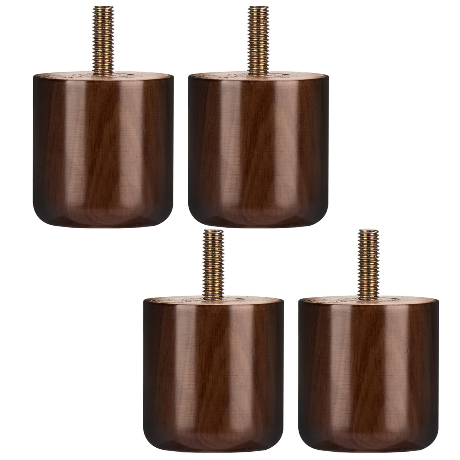 Btowin 2 inch /5cm Solid Wood Furniture Legs, 4Pcs Modern Round Wooden Bun Feet Sofa Legs with Threaded M8 Hanger Bolts & Mounting Plate & Screws for Sofa Couch Cabinet Bed(Walnut)