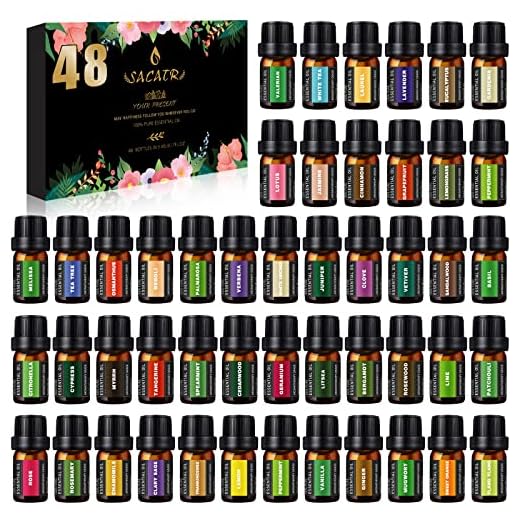 Essential Oils - 48 Essential Oils Set , Super Multi-Scents for Humidifier, Diffuser, Massage, Candle Making, Lavender, Sweet Orange, Tea Tree, Eucalyptus and More