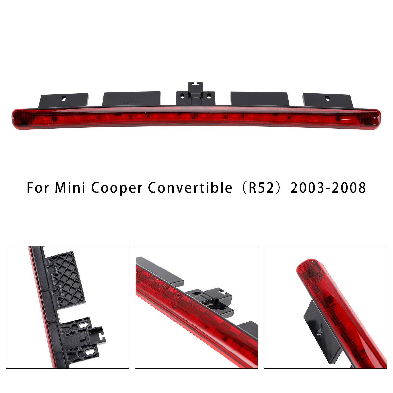 Dritte Bremsleuchte für Mini Cooper Cabrio R52 2003-2008,Ersatzteil 63256961016 6961016,Hintere Zentralleuchte Rot,Kunststoff Gehäuse Schwarz,Direkter Austausch