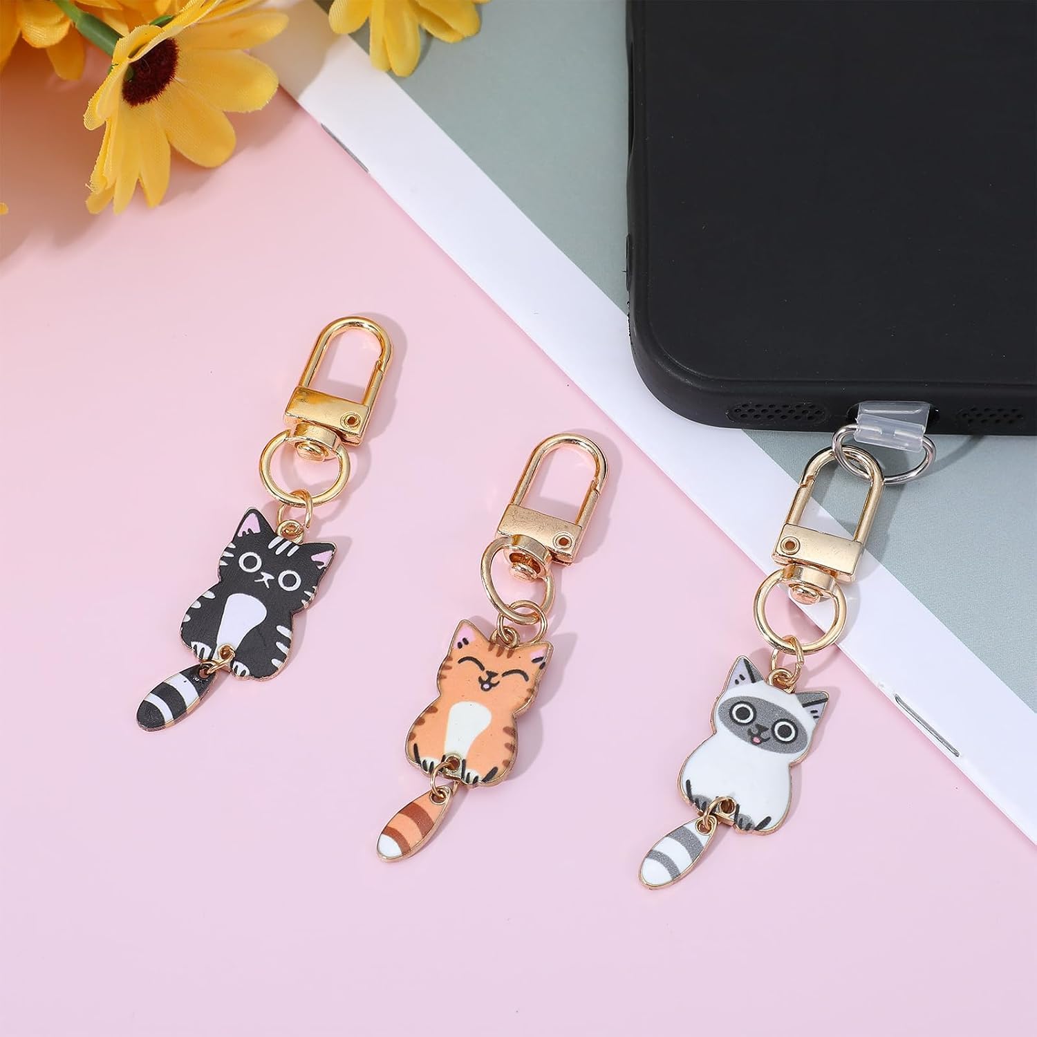 Genérico Set de 3 Llaveros de Gato Kawaii Coloridos para Mujer