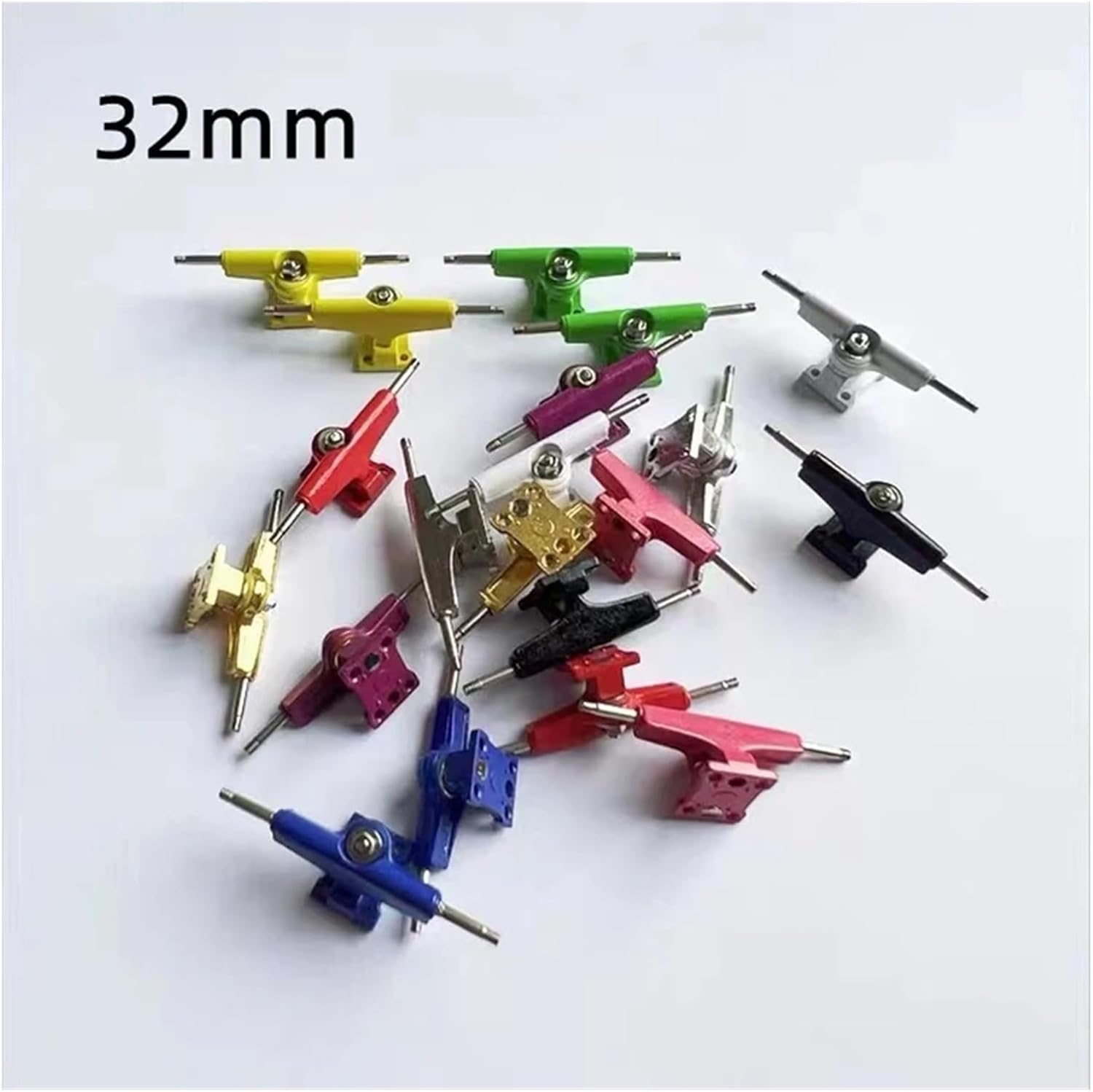 4pcs Trucks with Screws Nuts Tool for 32mm Fingerboard Skateboard Wooden Deck Toy Accessories(32mm Silver)