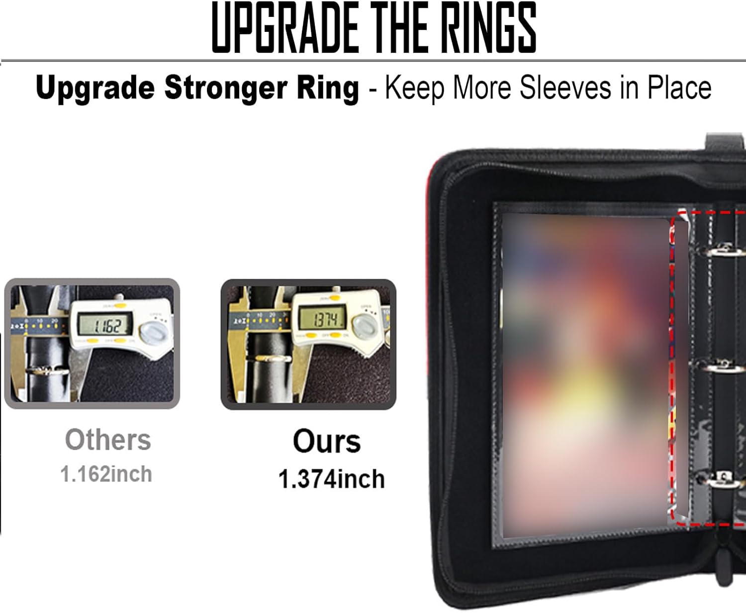 Jumbo Card Binder - Size L, Fits 100 Jumbo Cards 3-Rings Binder for Oversized Cards 5.4 * 7.4 Inch