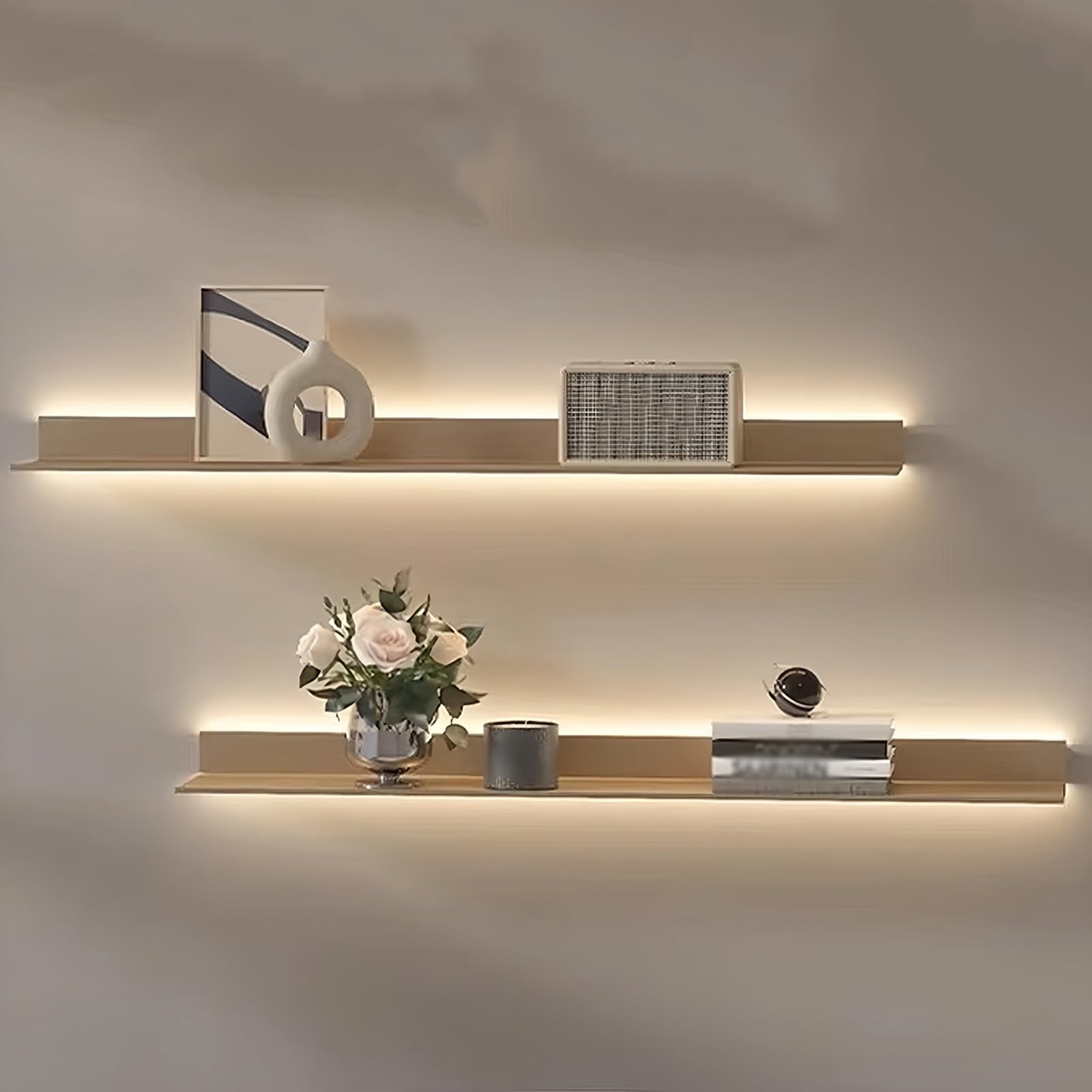 Étagère murale flottante LED pour salon cosy et chambre moderne