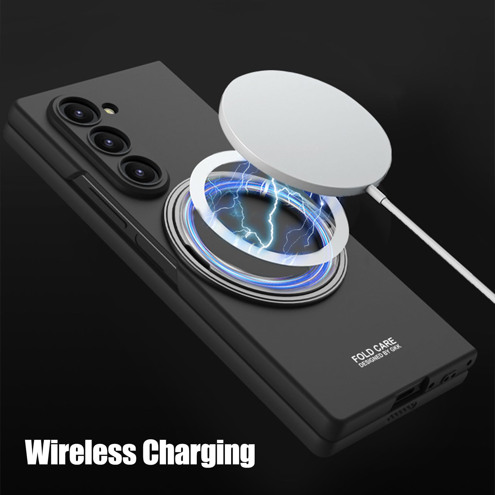 Etui do Samsung Galaxy Z Fold 6, obrotowy pierścień z magnetycznym etui, ochrona ekranu przedniego, odporne na wstrząsy, PC, smukłe etui na telefon, czarne