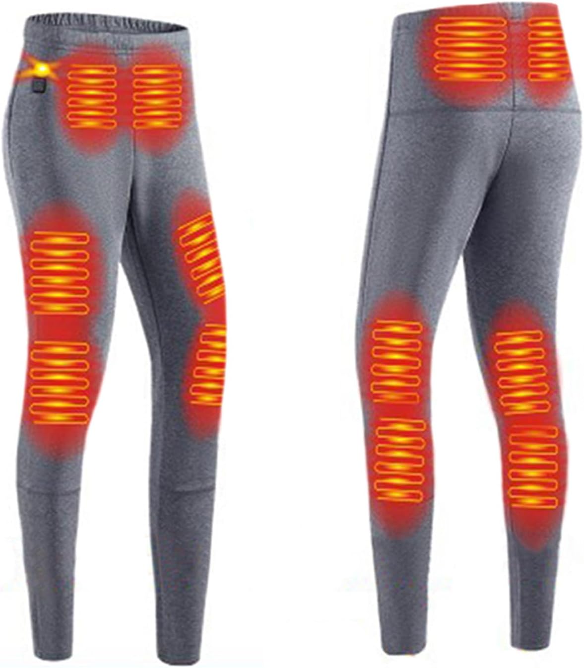 USB Heated Pants for Women, 12 Zone Outdoor Electric Thermal Baselayer Long Johns Hunting Cycling Heating UnderwearGrey,S