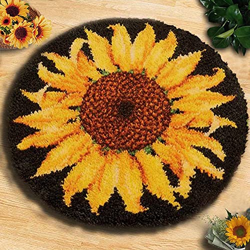 Yakoleci Latch Hook Craft Kits For Adults, Color Printed Rug Handmade Arts Carpet For Festival Gift Home Decoration (Sunflowers 20"X20") #TOP30