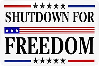 Wosxpgg Shutdown For Freedom Metal Sign Decor Tin Painting Wall Art Retro Decor 12 X 8 Inch Metal Tin Signs Decorative Home