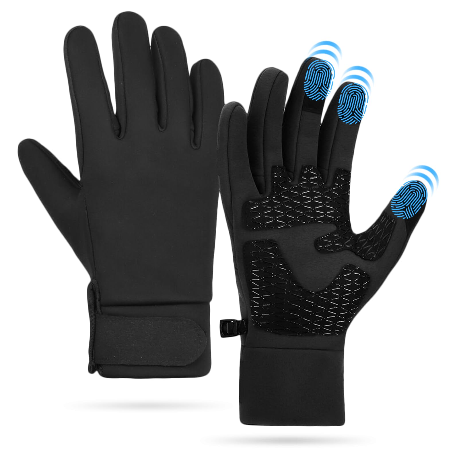 AJ STARWaterproof Gloves for Men Women, Touch Screen Cycling Gloves Winter Warm Gloves Water Resistant Anti Slip Thermal Gloves for Outdoor Sports Running Cycling Walking Riding Driving