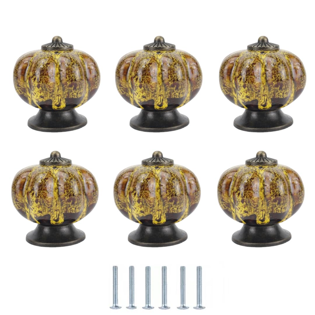 Enmrfvkz Unique Colour Ceramic Cupboard Drawer Handle Knobs, Ceramic Cupboard Drawer Door Knobs Multicolor 6 Pieces 40X40mm(Unique Colour)