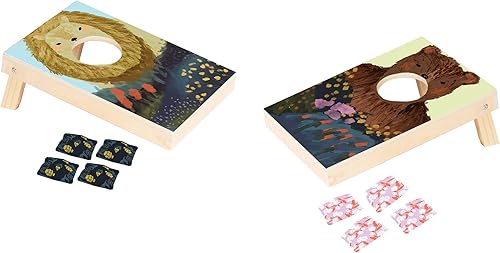 Miniatura 4 de Manhattan Toy Wild Ones - Juego de 10 piezas de madera para interiores y exteriores, juego de lanzamiento de bolsas de Cornhole para niños de 3 años
