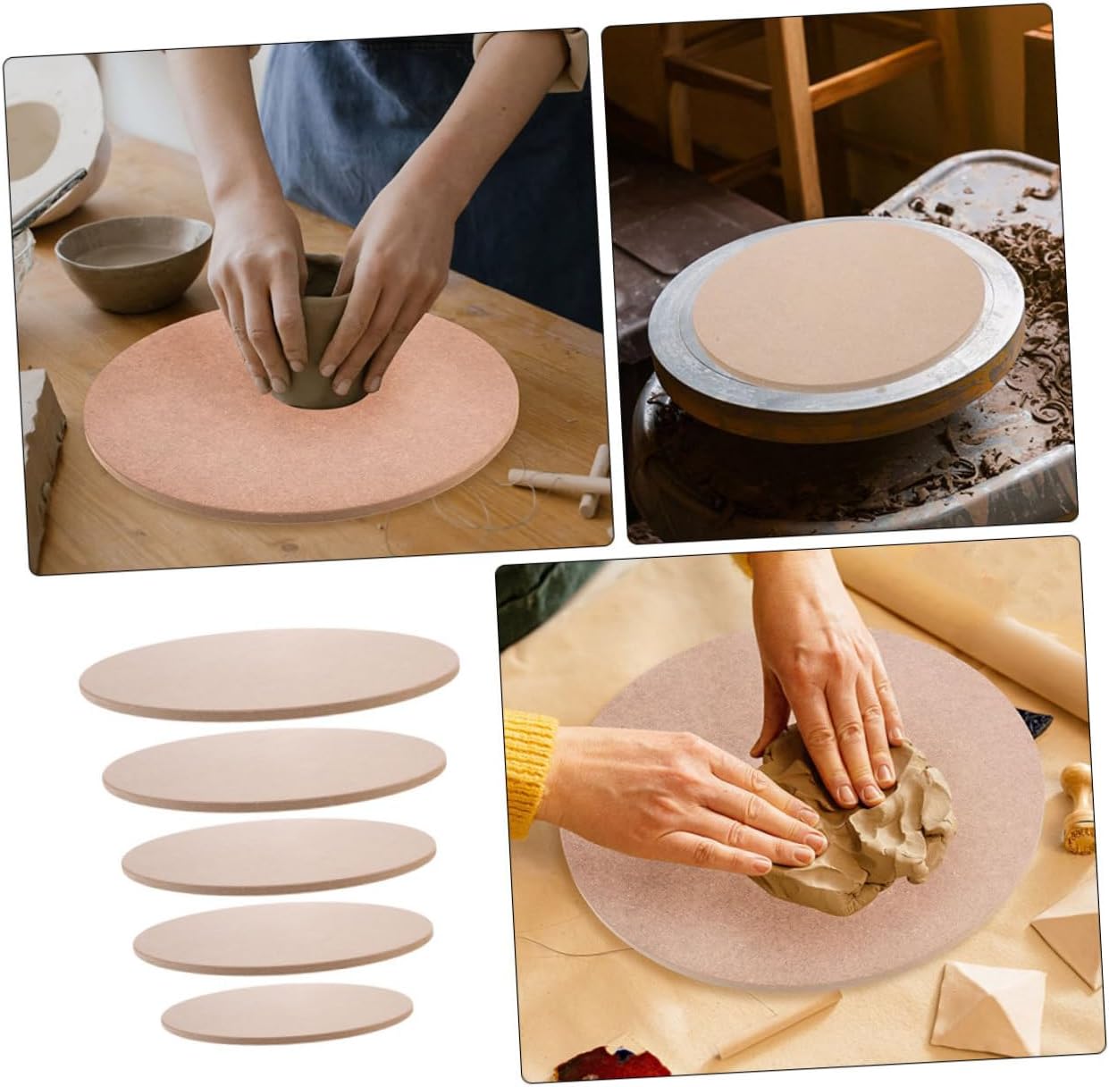 ULDIGI 5pcs Pottery Wheel Bats for Clay Craft Compression Board Density Board Base for Pottery Making Suitable for DIY Crafts and Sculpting