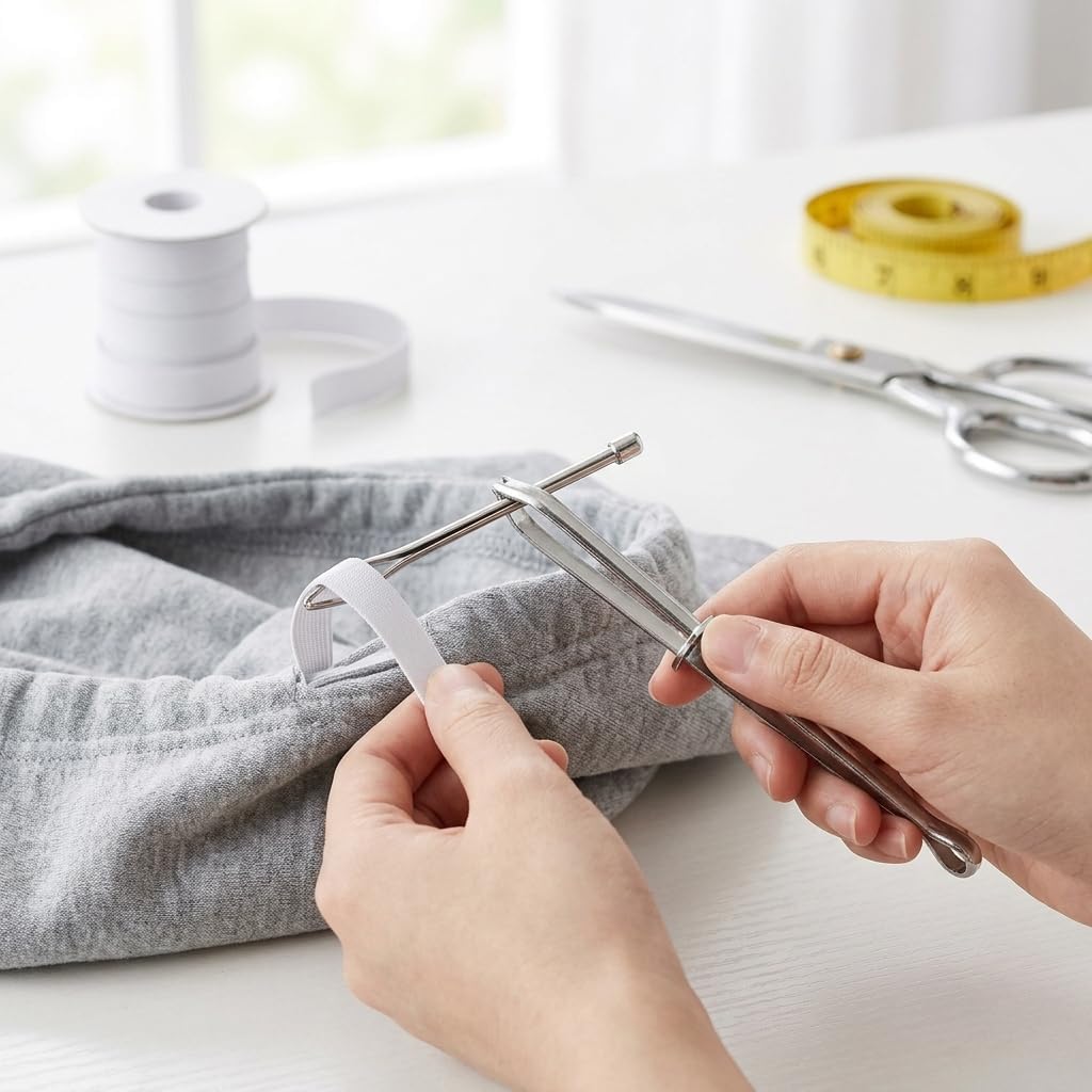 Elastics Sewing Threader, Elastic Band Threader Tweezers DIY Rope Threader Clip for Sweatpants Hoodies DIY Knitting Accessories