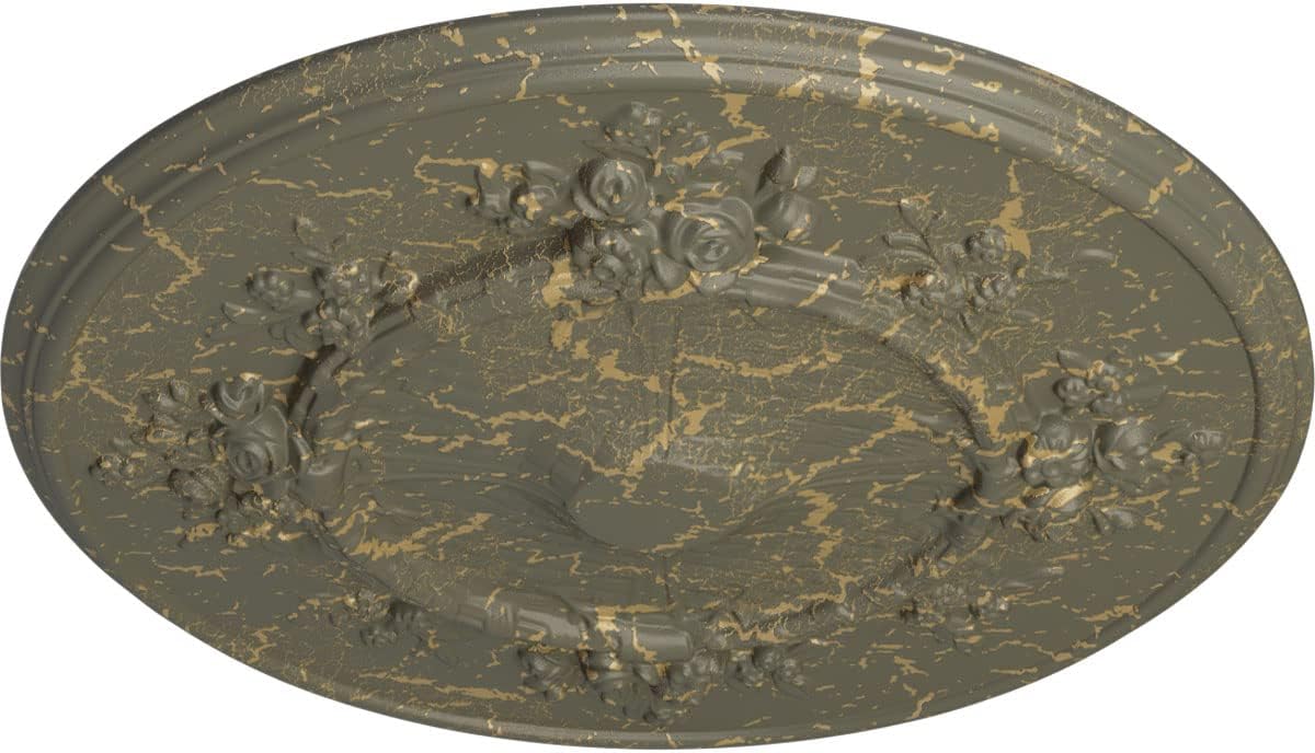 Ekena Millwork CM27FLWHC Flower Ceiling Medallion 27"OD x 1 1/8"P (Fits Canopies up to 3 7/8") Hand-Painted Witch Hazel Crackle