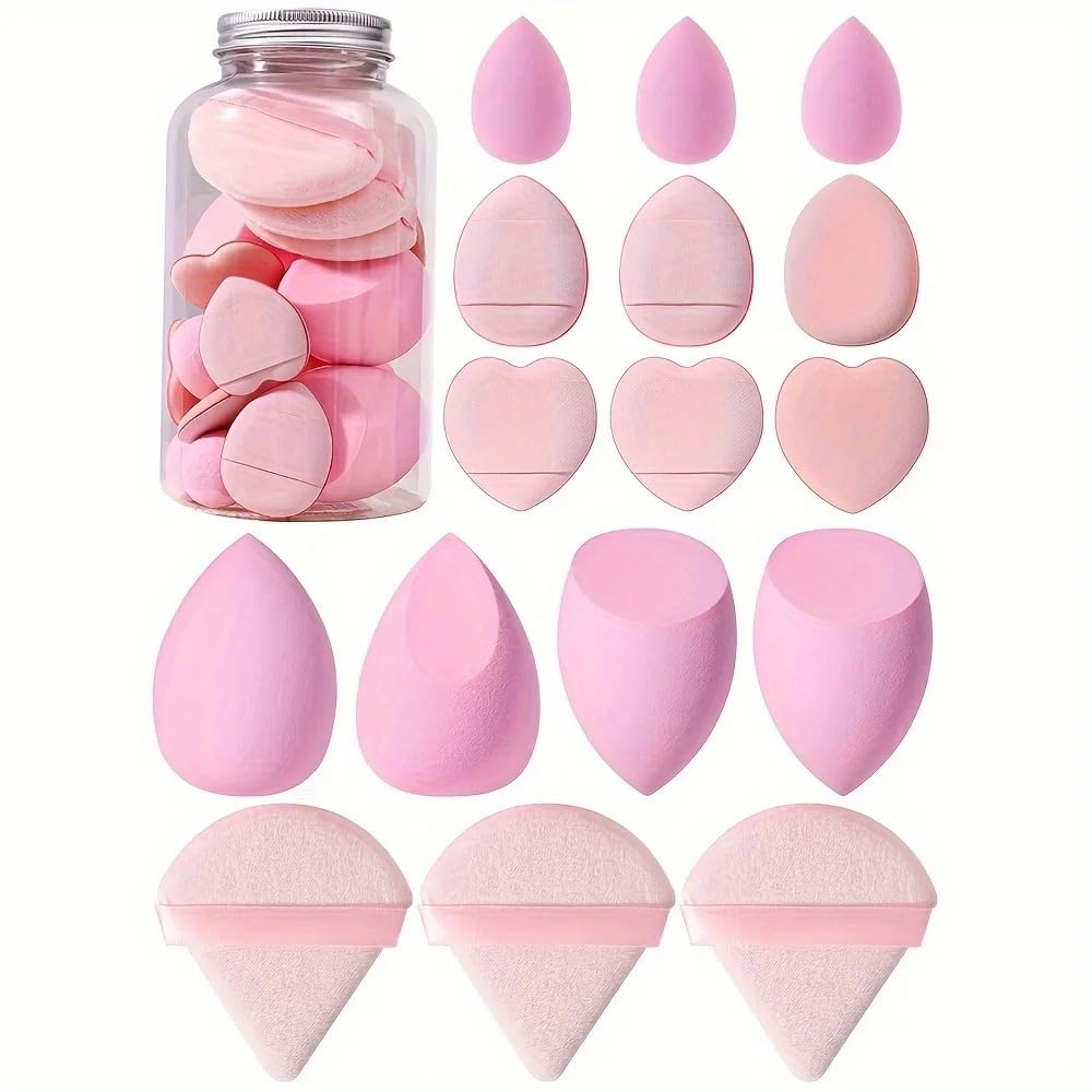 16pcs Best Makeup Powder Puff Puffs Triangle Triangles Sponge Set Foundation Blending Sponge Ideal for women Makeup Highlighters, Powder, Cream or Liquid Application