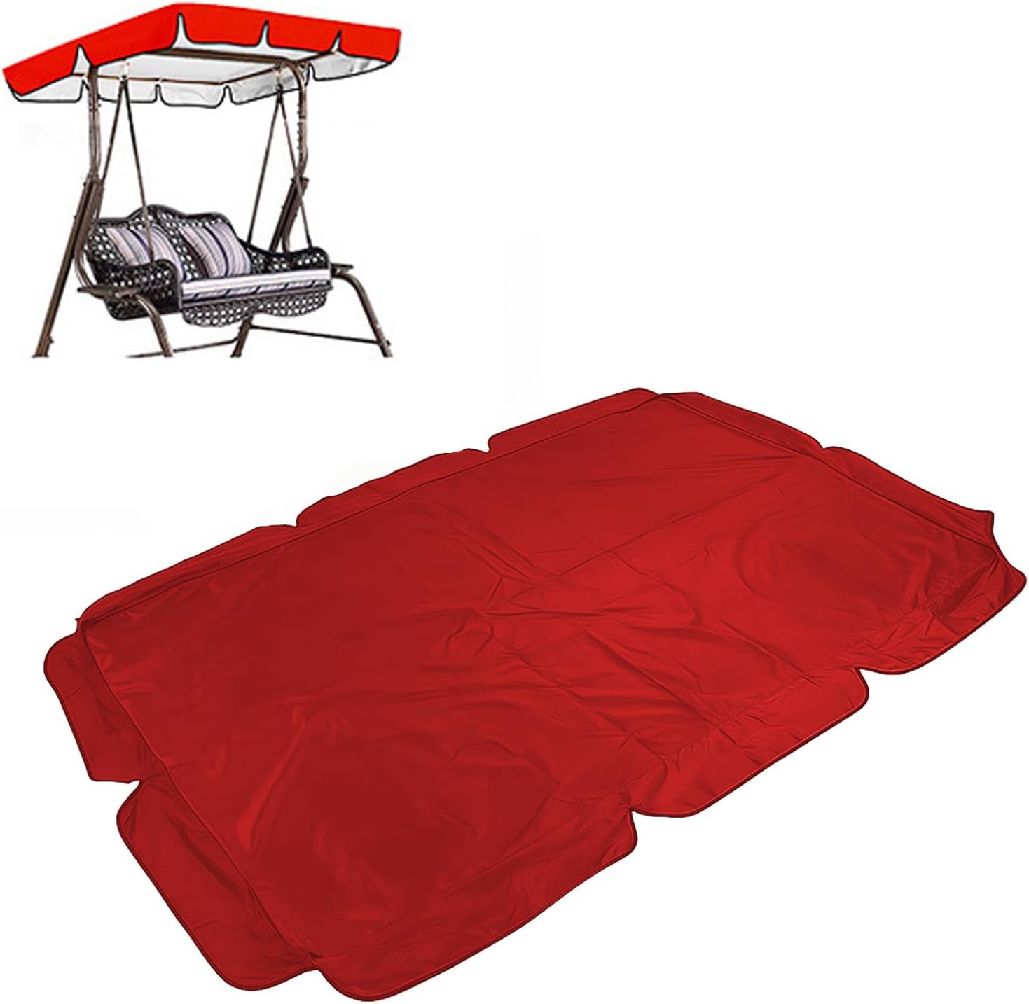 Outdoor Swing Canopy Replacement Cover 2 3 Seater Universal Patio Swing Cover,Waterproof Replacement Canopy Top Cover For Garden Swing Chair Patio Hammock,42(Size:77x49x6inch/195x125x15cm,Color:Red)