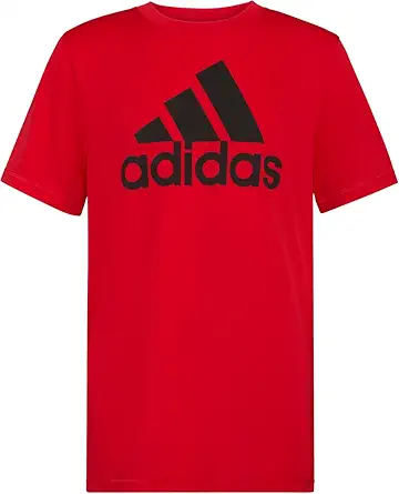boys Short Sleeve Aeroready Performance Logo Tee T-shirt T Shirt, Scarlet, Medium US
