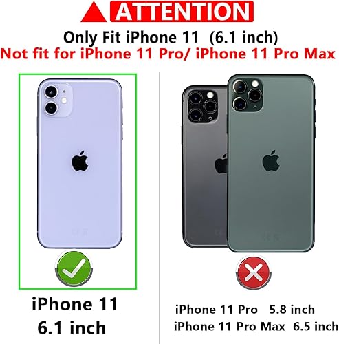 Miniatura 2 de Funda para iPhone 11, con cubierta para lente de cámara, protector de pantalla HD, grado militar anillo de montaje en coche con soporte híbrido de