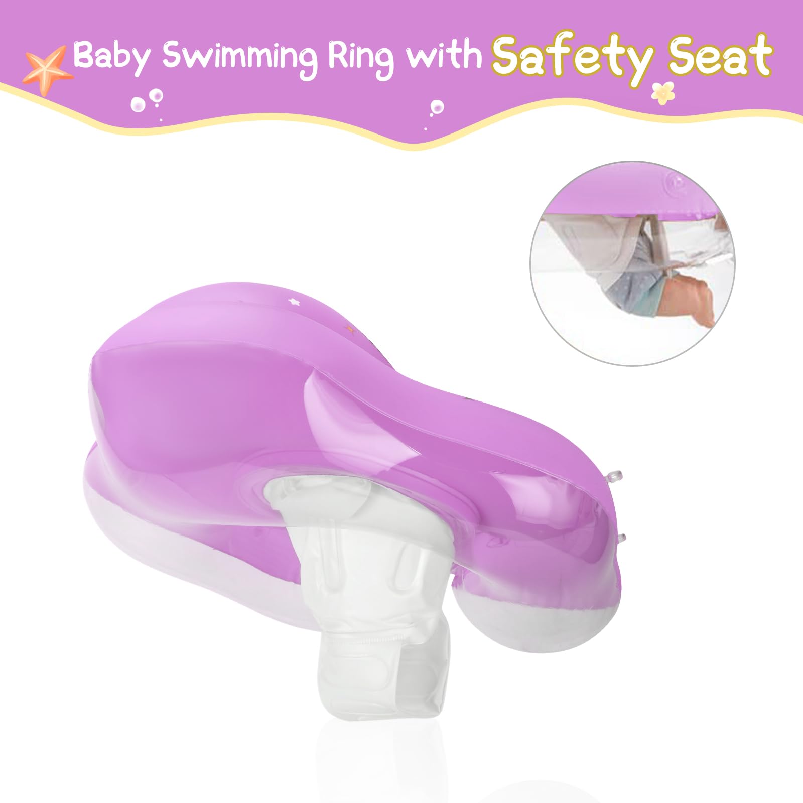 WYRIAZA Salvagente Neonato, Salvagente Neonato con Parasole e Seggiolino, Ciambella Neonato Mare, Ciambella Mare per Bambini per Piscina, Spiaggia, Vacanze