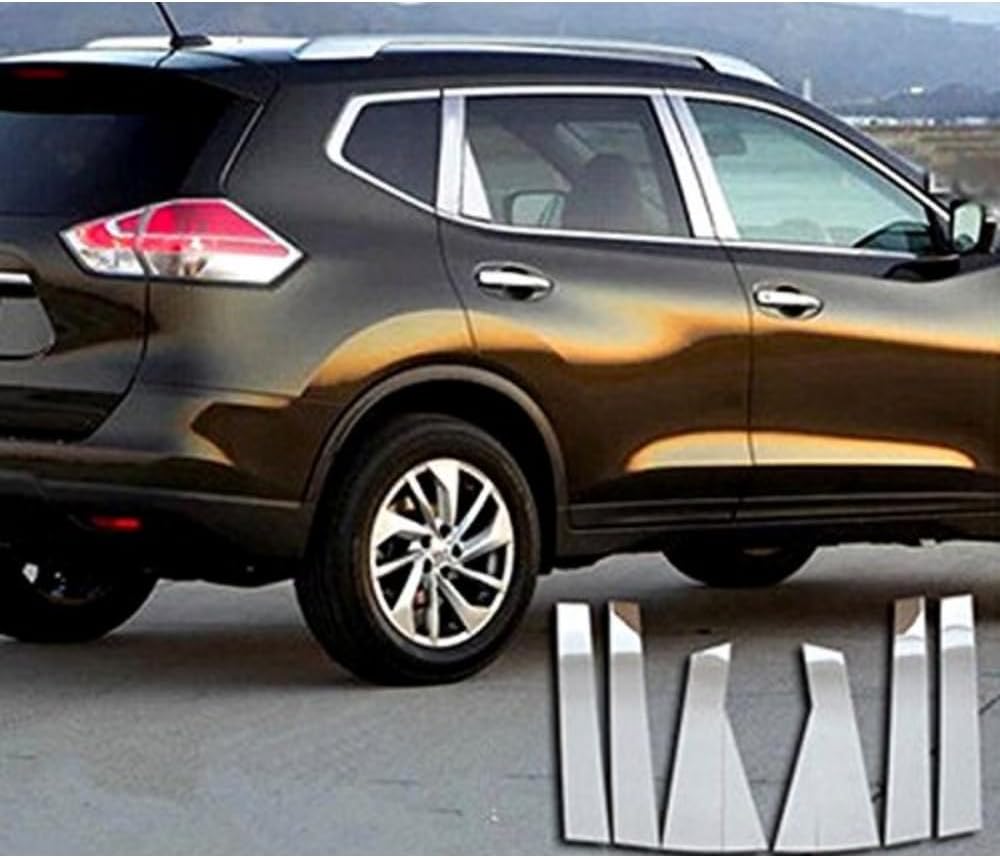 ITrims for Nissan Rogue X-Trail 2014-2019 Exterior Accessories Window Pillar Posts Molding Trim 6PCS Stainless Steel