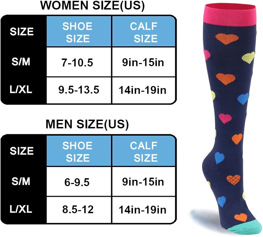 HLTPRO 20-30 mmHg Compression Socks Women & Men - Compression Stockings for Running, Nurse, Flight, Travel