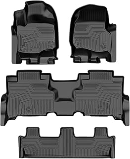 T TGBROS Floor Mats Custom Fit for 2018-2023 Ford Expedition/Navigator with 2nd Row Bench Seat All Weather 3 Row Liner Set Black (Incl. Max and L)