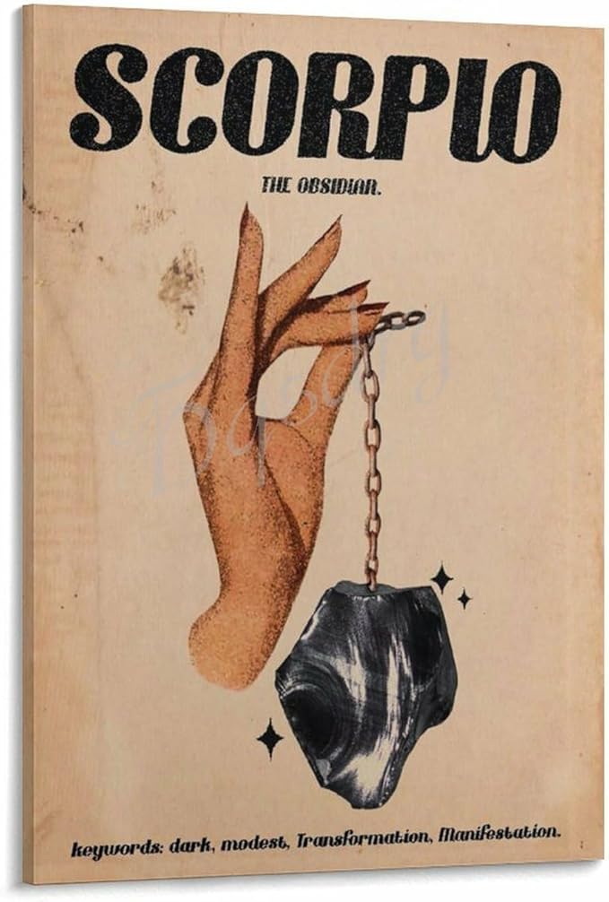 Vintage Aesthetic Zodiac Poster Scorpio Posters Canvas for Bedroom Living Room Decor 12x18inch(30x45cm) Frame-style