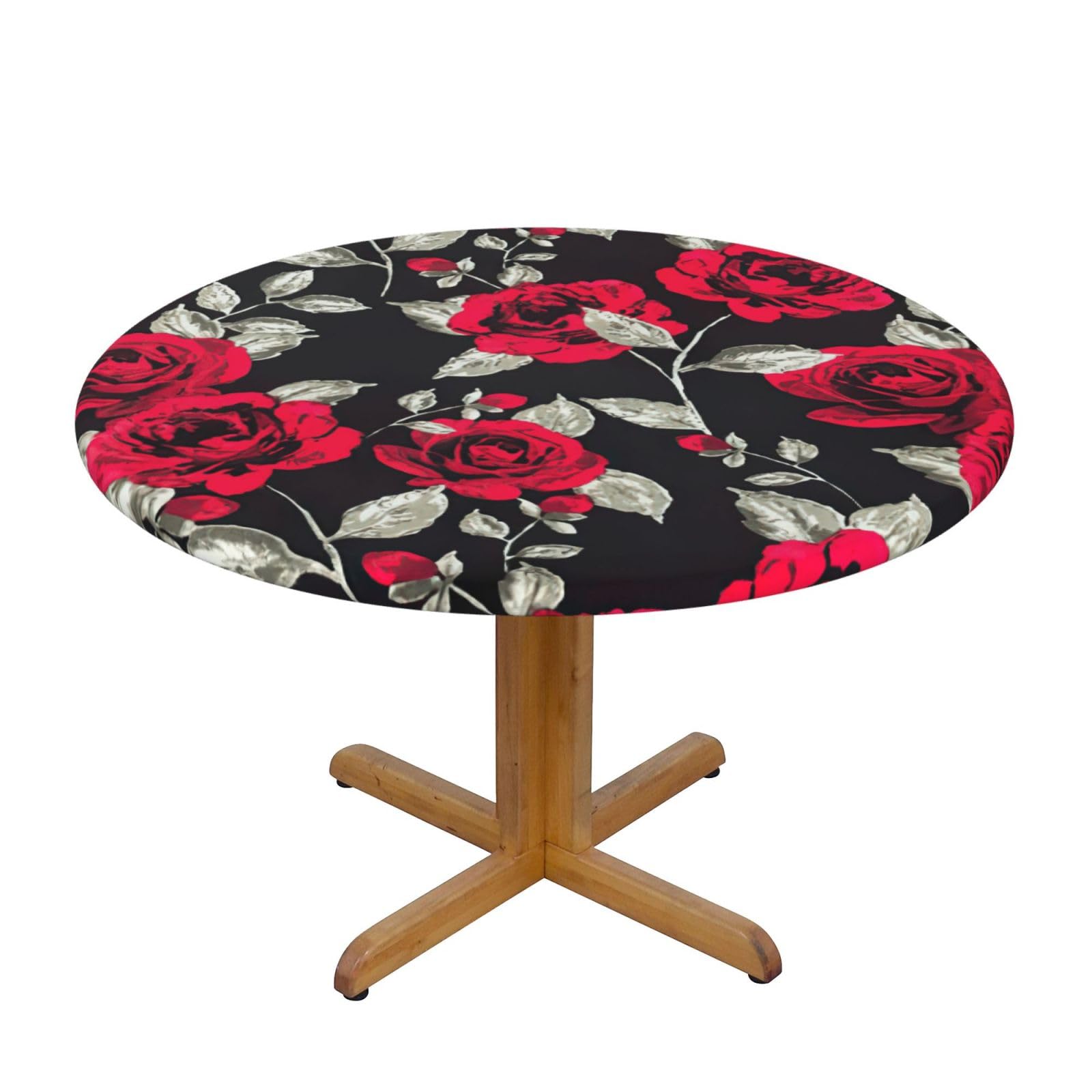 Nappe ronde lavable roses rouges pour résoudre le problème des taches sur table en fête