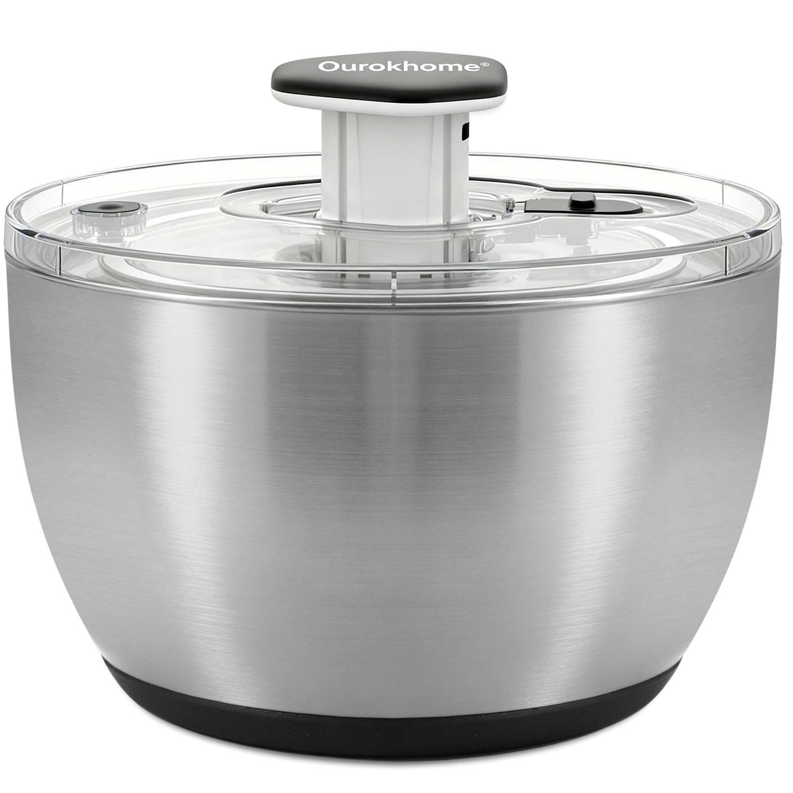 Photo 1 of Ourokhome 6.3 QT Stainless Steel Salad Spinner, Large Lettuce Spinner with One-Hand Press Pump, Brake Button, Non-Slip Base and Retractable Handle, Vegetable Washer & Dryer for Greens, Fruits and Herb