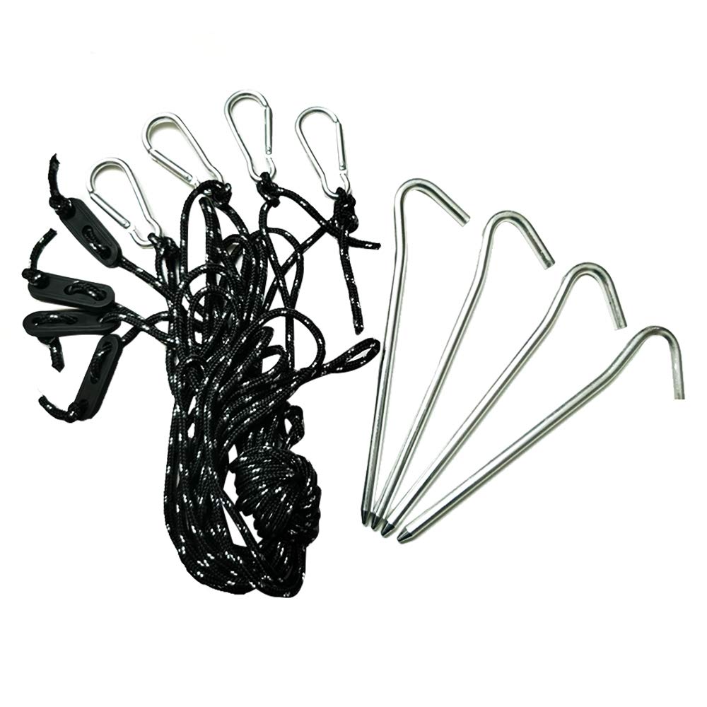 StorMaster4 Pack Replacement 6.5ft Tethers and Aluminum Metal Stakes Tie Down Rope Strings for Thanksgiving Christmas Xmas Blow Up Inflatable Spikes Outdoor Holiday Yard Garden Lawn Decoration Camping Tent