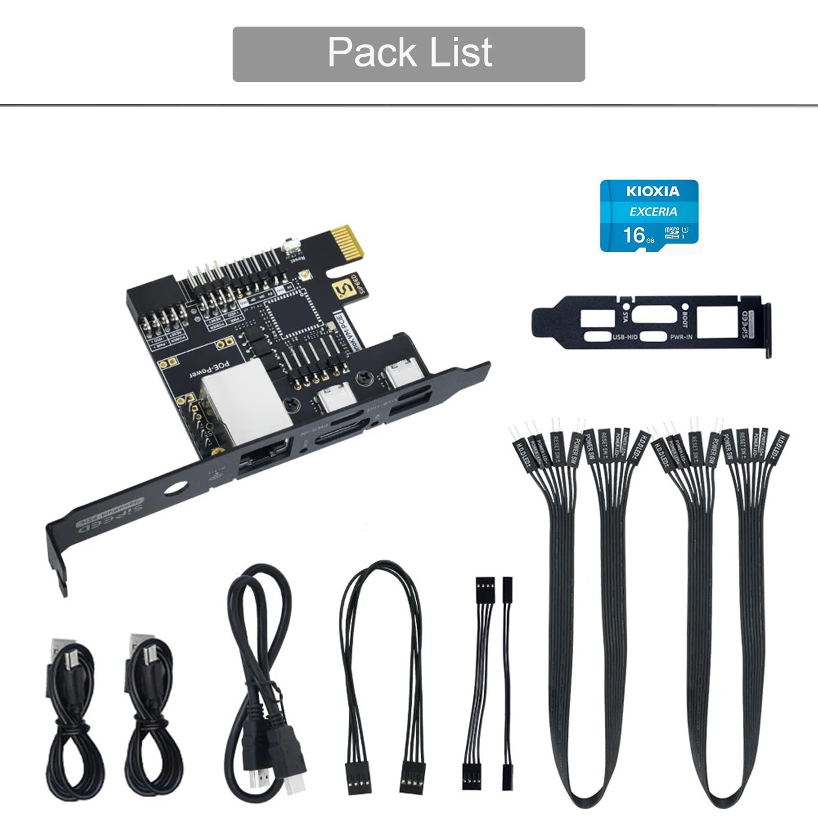 Sipeed NanoKVM Mini Remote Control Server, 1TOPS NPU 1GHz C906 RISC-V Linux Single Board Computer (PCIE) z PoE (zestaw 16 GB)