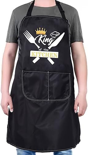 PXTIDY Delantal de cocina para hombres, rey de la cocina, delantales de cocina para hombres, delantales de cocina para hombres, delantal para