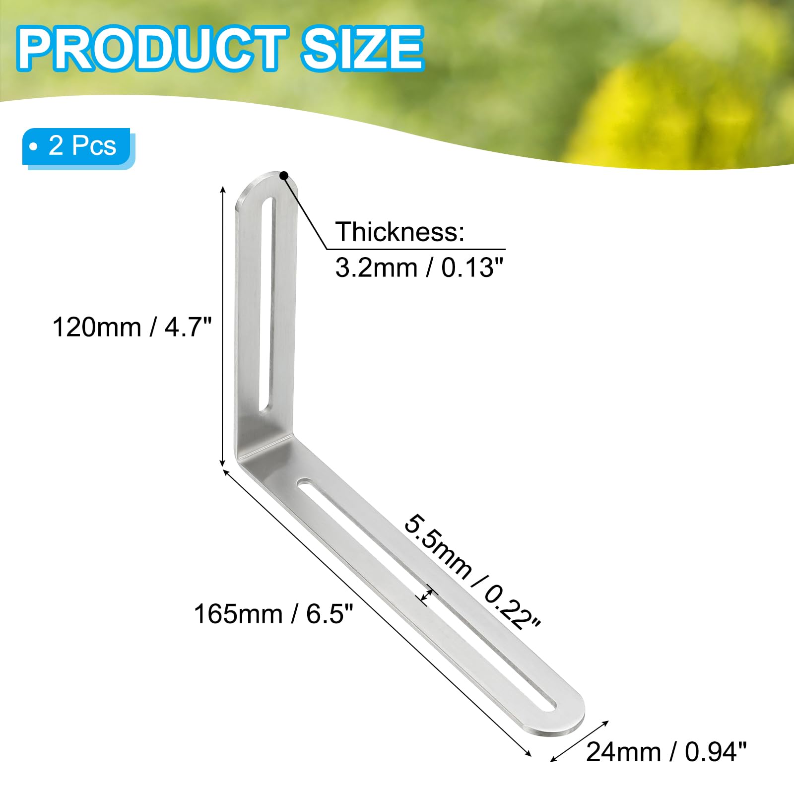 PATIKIL 6 1/2" Adjustable L-Shape Corner Brace with Slot - Image 2