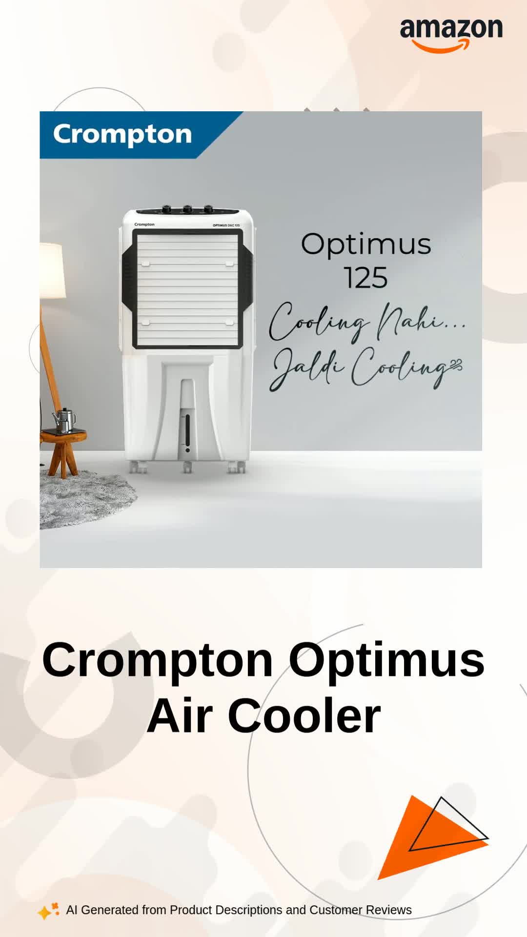 T*I様 WATER COOLED 9'6ft KYM THONMPSON ロン Crompton Optimus 125 Litres Desert Air Cooler for home | Large
