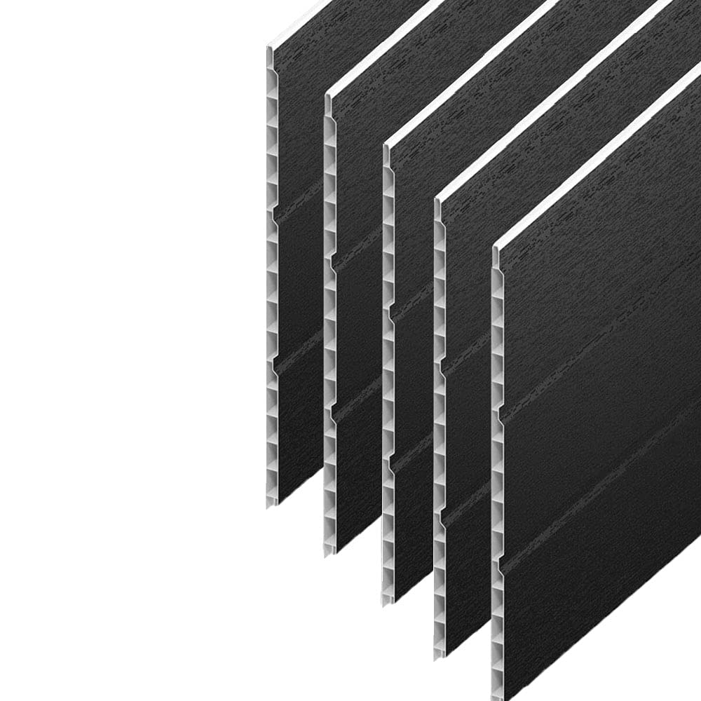 uPVC Hollow Soffit Cladding Panels - Black Plastic Soffit Board - 5 Metre Length x 300mm Wide x 5 Length Pack