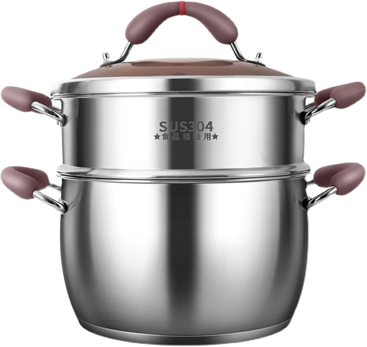 JFGCTYHXY Stainless steel steamer, 304 stainless steel 5-layer thickened composite pot bottom steamed buns seafood stewed soup(20cm)