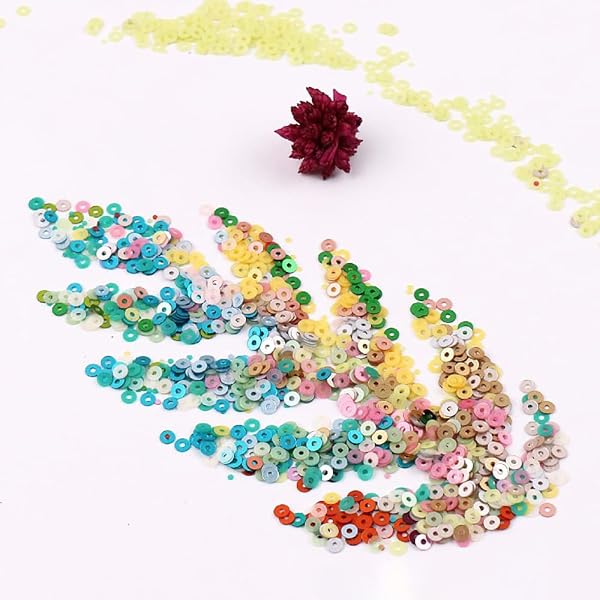 6000 Pieces DIY Glitter Sequins Shiny Sequins Glitter Sequins for DIY Crafts Wedding Decoration White 3mm - 5