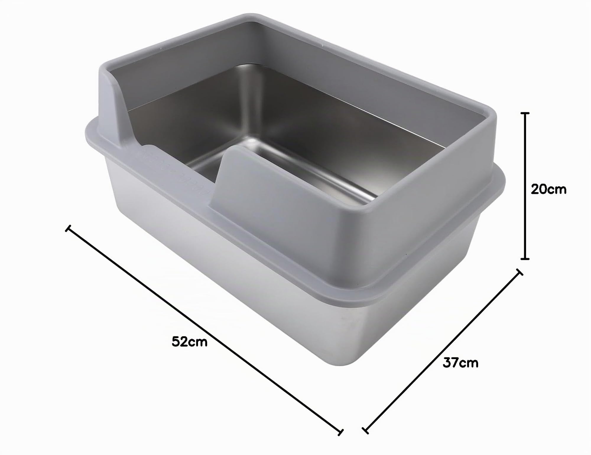 Edelstahl Katzentoilette mit Rand, Katzenklo aus Metall Offen mit Abnehmbarem Deckel und Streuschaufel, Anti-Spritz Geruchlos für Mittlere und Kleine Katzen