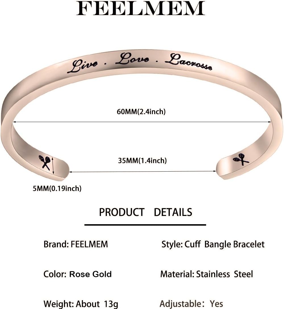 FEELMEM Field Hockey Bracelet Live Love Field Cuff Bangle Bracelet, Field Hockey Jewelry,Gift for Field Hockey Players/Coaches