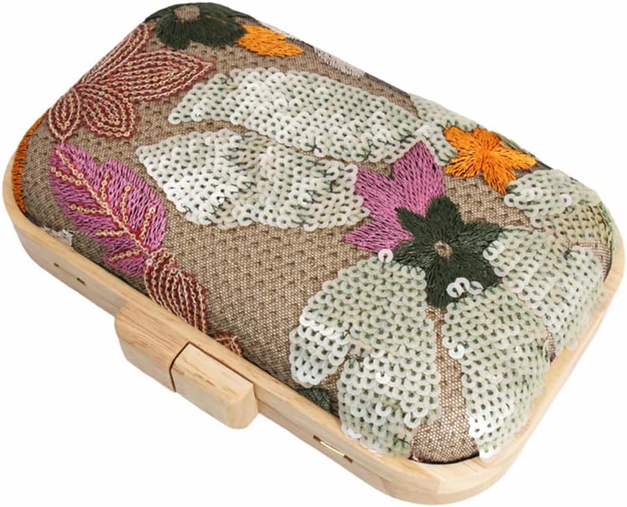 Women Embroidered Sequin Flower Evening Bag Glitter Beaded Handbag Straw Woven Clutch Purse with Chain for Party